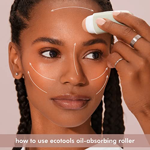 EcoTools Oil Absorbing Facial Roller with Volcanic Stone - Reusable Shine Control Tool for Oily Skin