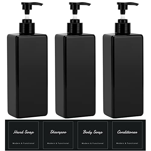 SUREAM 3-Pack 16.9oz Refillable Shampoo and Conditioner Dispenser Set