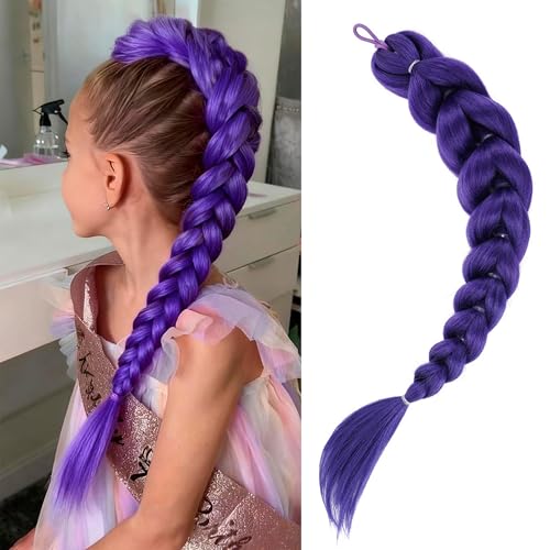 Getgal 24-Inch Purple Pre-Braided Ponytail Extension for Girls