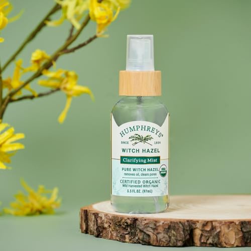 Humphreys Organic Witch Hazel Toner Mist 3.3 Fl Oz - Fragrance Free Skin Clarifier