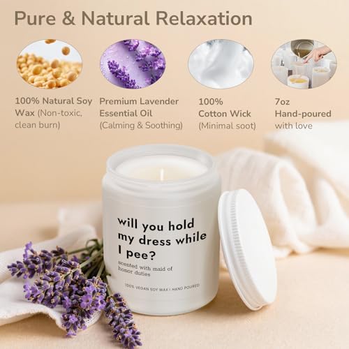 Lavender Soy Wax Candle for Bridesmaid Proposal & Bachelorette Gifts