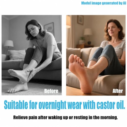 Castor Oil Pack Wrap for Feet - Moisturizing Heel Socks, Blue, 2 Pairs