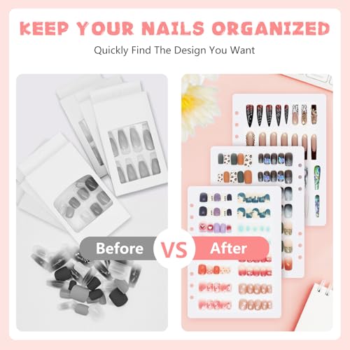 KEIFIN White 6-Pcs Press On Nail Binder Inserts A5 Display Pages