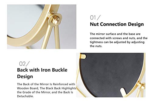 Golden 360° Swivel Makeup Mirror - Round Desktop Stand Mirror