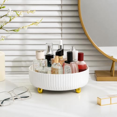 360° Rotating Makeup Organizer - Ivory White Skincare Tray