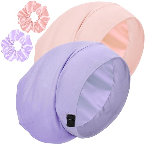 Simapu Cooling Sleep Bonnet, Adjustable Hair Wrap for Curly & Natural Hair