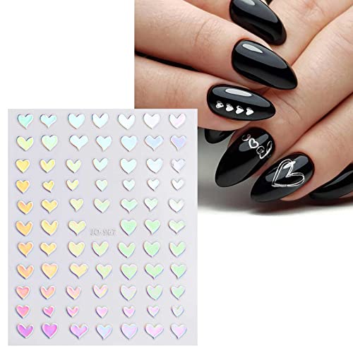 JMEOWIO 12 Sheets Self-Adhesive Aurora Nail Art Stickers