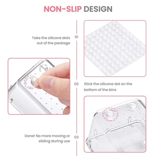 HOUSE DAY 17 Pcs Makeup Drawer Organizer Set - Clear Non-Slip Storage Trays