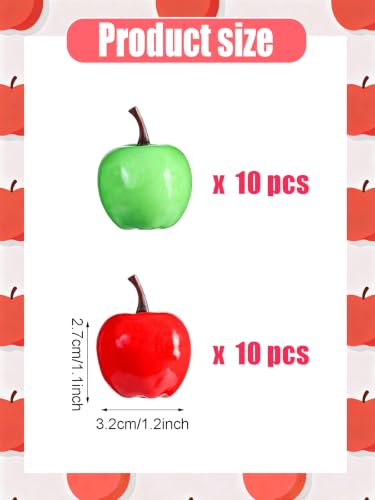 20 Pieces Artificial Apples - Realistic Red & Green Decor