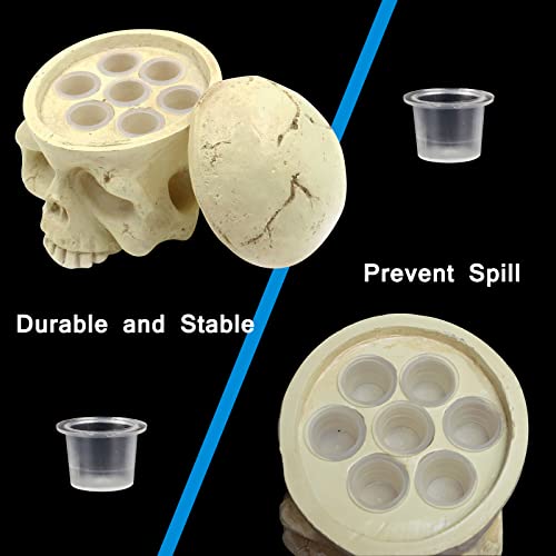 CINRA Skull Tattoo Ink Holder with 100Pcs Ink Cups - Ink Caps Kit