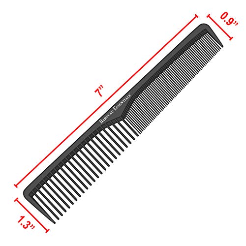 Bardeau Essentials 7-Inch Carbon Fiber Anti-Static Heat-Resistant Hair Comb (Pack of 1)