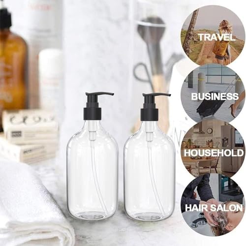 BallHull 10oz Clear Plastic Pump Bottles, Refillable Lotion Dispensers (6 Pack)