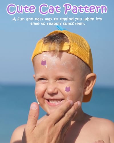 Cat-Shaped UV Detection Stickers for Sunscreen - 80 Count