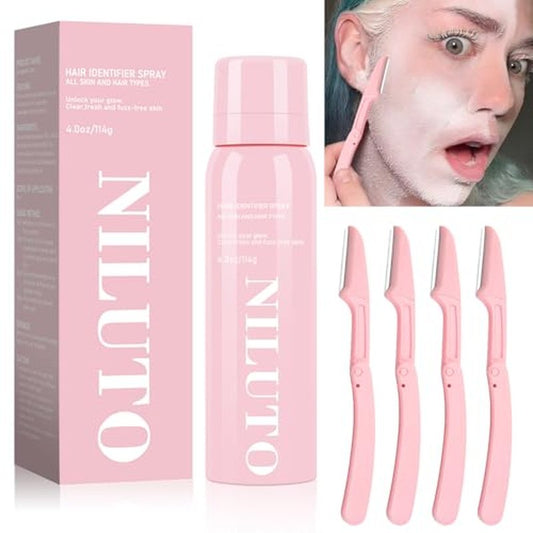 Hair Identifier Spray for Face Shaving, Moisturizing and Skin Care Dermaplaner Spray,Skin Body Hair Identifier Comfortable Face Shaving Powder (Pink 1pack 01)