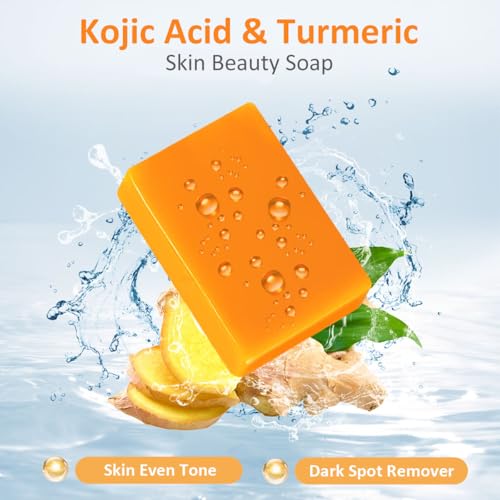 HOYEHOLA Kojic Acid & Turmeric Soap Bar for Dark Spots - 4 Pack