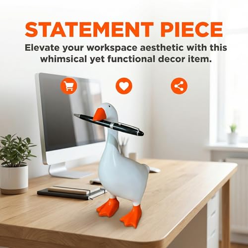 7-Inch Mini Goose Statue - Cute Resin Desk Decor & Key Holder