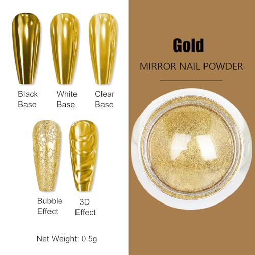 Gold & Silver Chrome Nail Powder Set - Metallic Mirror Effect