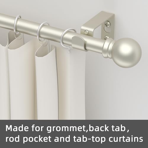 Heavy Duty Decorative Curtain Rod Set 32-62 Inch - Nickel Finish