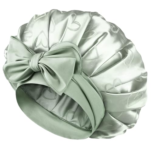 YANIBEST Adjustable Satin Bonnet for Sleeping - Double Layer, Green
