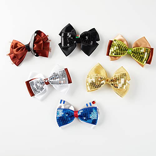 6-Piece Girls' Film-Inspired Grosgrain Ribbon Hair Bow Clips, 4-Inch