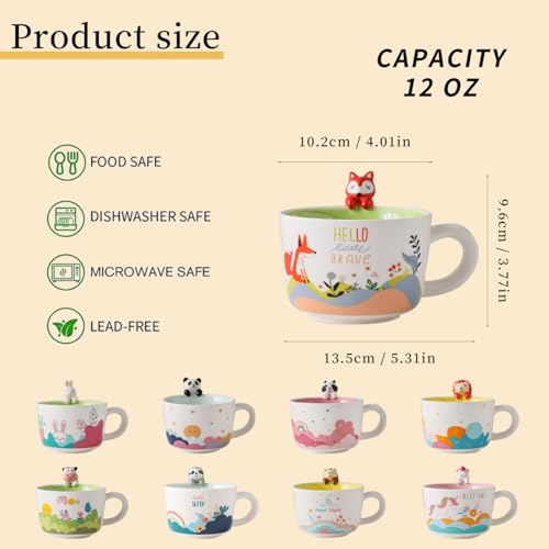 Cute 3D Fox Ceramic Coffee Mug – 12oz Kawaii Animal Cup