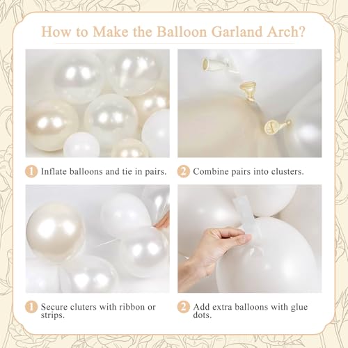 Double Stuffed Pearl White Balloon Arch Kit for Weddings & Showers