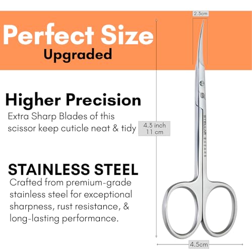 Stellar Shears Cuticle Scissors SS-CSS-07 - Precision Stainless Steel Blades for Nail & Eyebrow Trimming