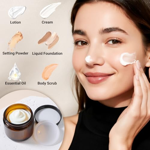 Segbeauty 2oz Amber Glass Jars (4 Pack) - Refillable Cosmetic Containers