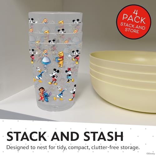 Disney Mickey Plastic Drinking Glasses - 16 oz, 4-Pack, BPA-Free