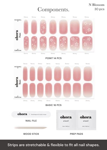 ohora Semi Cured Gel Nail Strips Set - Nude Ombre, 30 Wraps