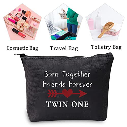 Twin OneTwo Black Cosmetic Bag - Born Together Friends Forever