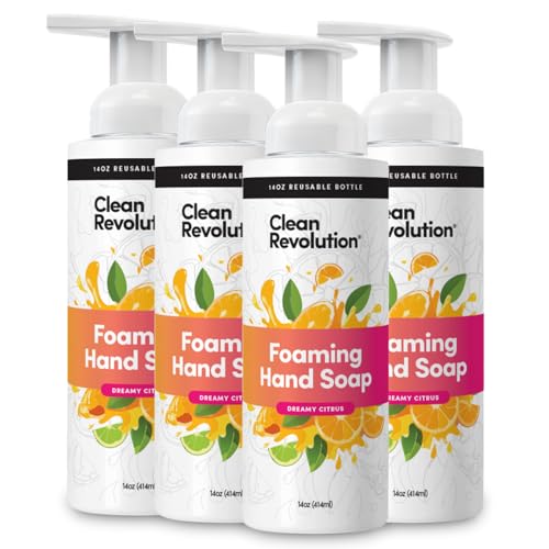 Clean Revolution Dreamy Citrus Foaming Hand Soap Refill - 14 oz, Pack of 4 | Sulfate-Free & Moisturizing