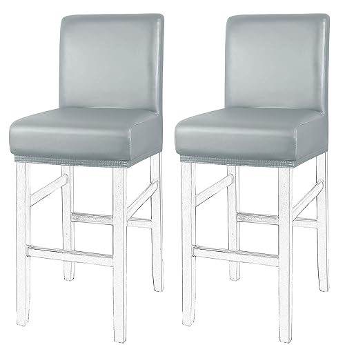 Waterproof Faux Leather Bar Stool Covers with Elastic Band - 2 Pcs