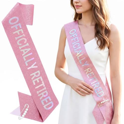 Officially Retired Sash for Men & Women - Pink Glitter Celebration