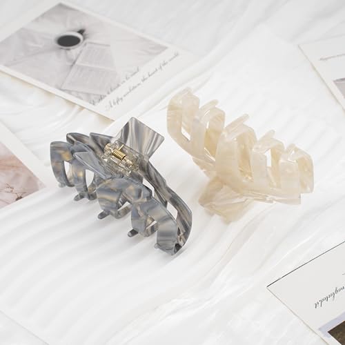 2 Pack Large Marble Acetate Claw Clips for Thick Hair - COZYISLE