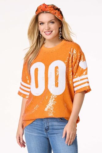 Orange Game Day Knotted Headband for Women with Pearl Rhinestones Sports Accessory