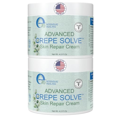 e70 Crepe Skin Erase Cream Set (2 Pk, 4 Fl Oz each) - with Natural Oils, Licorice Root & Chamomile Extract - Crepey Skin Tightening and Firming Body Cream, Made in USA