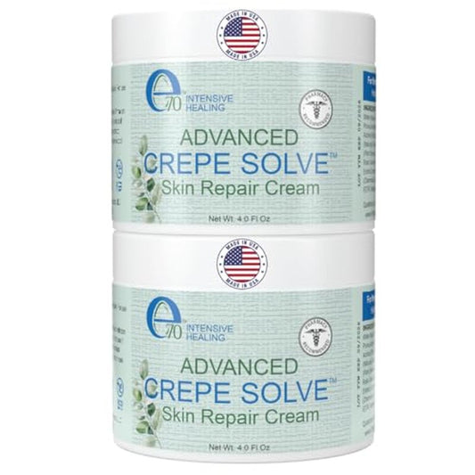 e70 Crepe Skin Erase Cream Set (2 Pk, 4 Fl Oz each) - with Natural Oils, Licorice Root & Chamomile Extract - Crepey Skin Tightening and Firming Body Cream, Made in USA