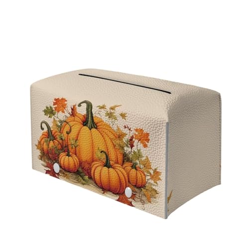 Fall Pumpkin Tissue Box Cover - PU Leather Rectangle Holder