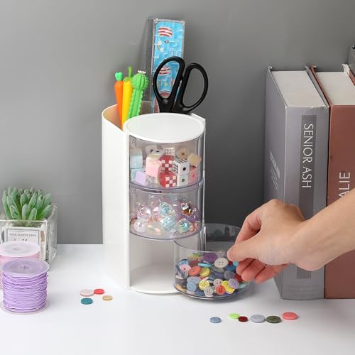 GUSHBIN 3-Tier Rotating Hair Accessories Organizer & Makeup Brush Holder