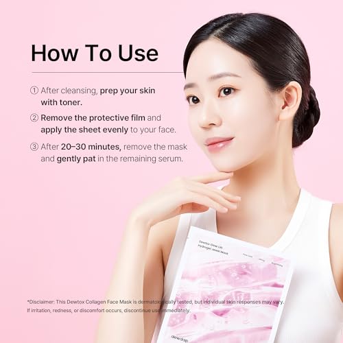 DEWDAP Collagen Face Mask for Glow & Firming - Hydrogel Overnight Mask 35g x 4