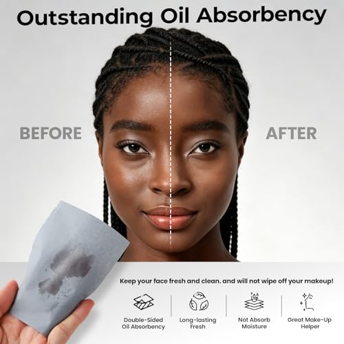 Fandamei Oil Blotting Sheets - 200 Count, Makeup Friendly