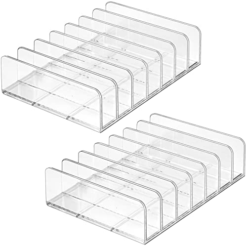 Lolalet 2 Pack Clear Acrylic Makeup Organizer with 14 Slots for Eyeshadows, Blush, Face Powder, Contours & Bronzers