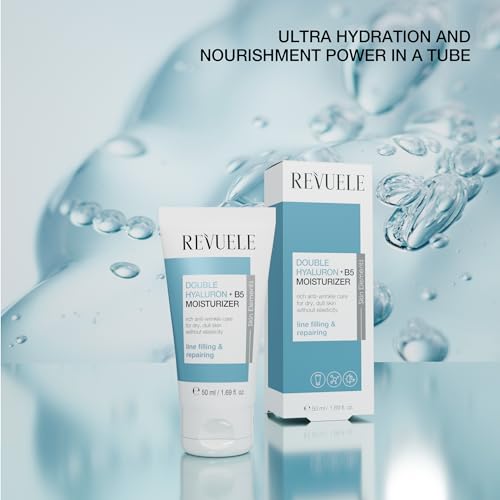 Revuele Double Hyaluron + B5 Facial Moisturizer 0.5 Fl Oz – Lightweight Hydrating Cream with Dual Hyaluronic Acid & Panthenol, Pack of 1