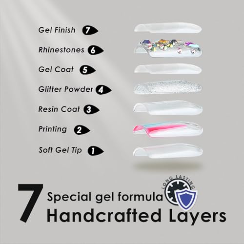 Rainbow Colorful Stripes & Rhinestones Press On Nails - Long Square, Hand-Set, 24 Count