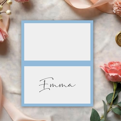 Dusty Blue Place Cards - Set of 25 Blank Table Cards for Events