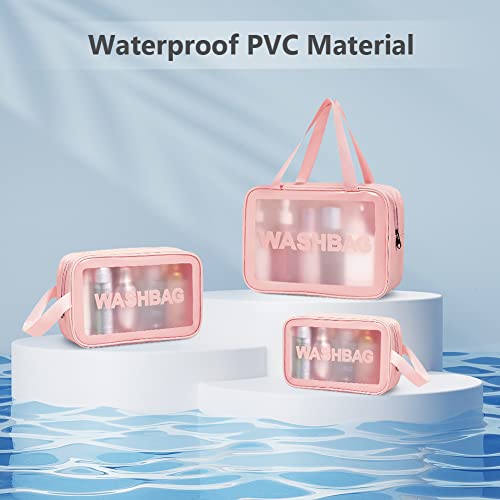 Aucuu 4-Piece Clear Toiletry Bag Set - Waterproof Travel Cosmetic Organizers