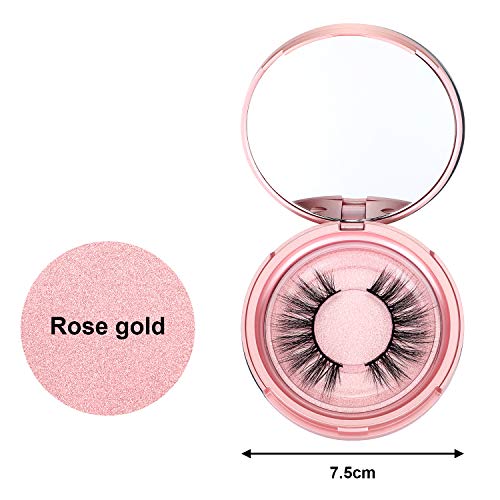Maitys 6 Pcs Rose Gold Eyelash Storage Box with Mirror