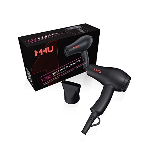 MHD Mini Travel Hair Dryer, 1000W Ceramic Ionic Blow Dryer with 2 Speeds