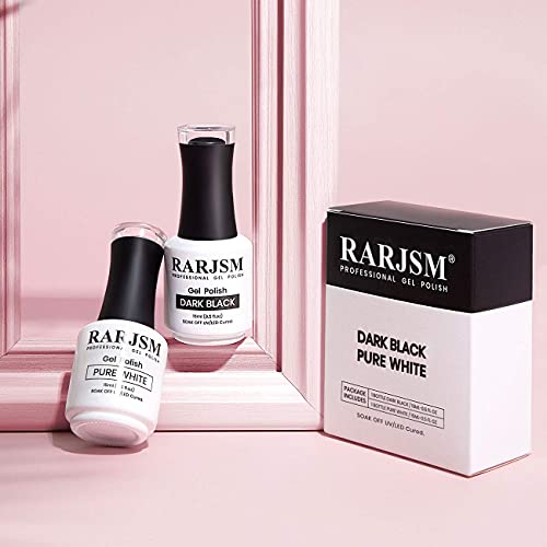 RARJSM Black & White Gel Nail Polish Kit - 15ml Soak Off UV/LED Nail Art Set